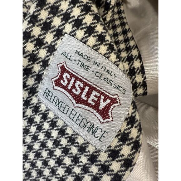 Sisley Houndstooth Wool Blazer Jacket Made in Italy - Size S - Classic Elegance - Picture 13 of 15
